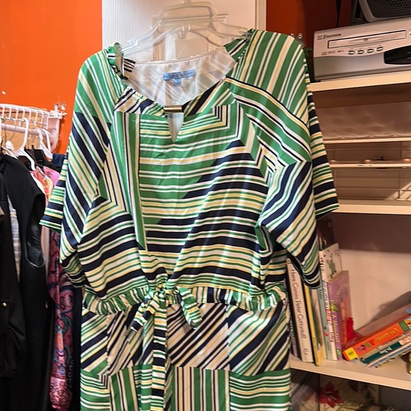 Dress L Y2K Preppy Peasant Mod Pinup Resort Vacation Party Retro Event Wedding - Picture 1 of 2